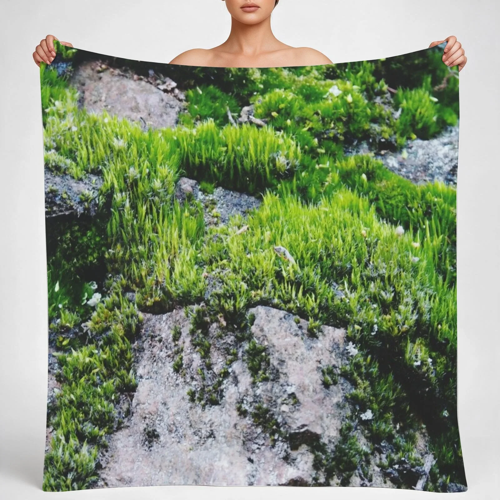 Moss Forest adventure landscape Throw Blanket couch cozy soft plush fuzzy picnic outdoor blanket