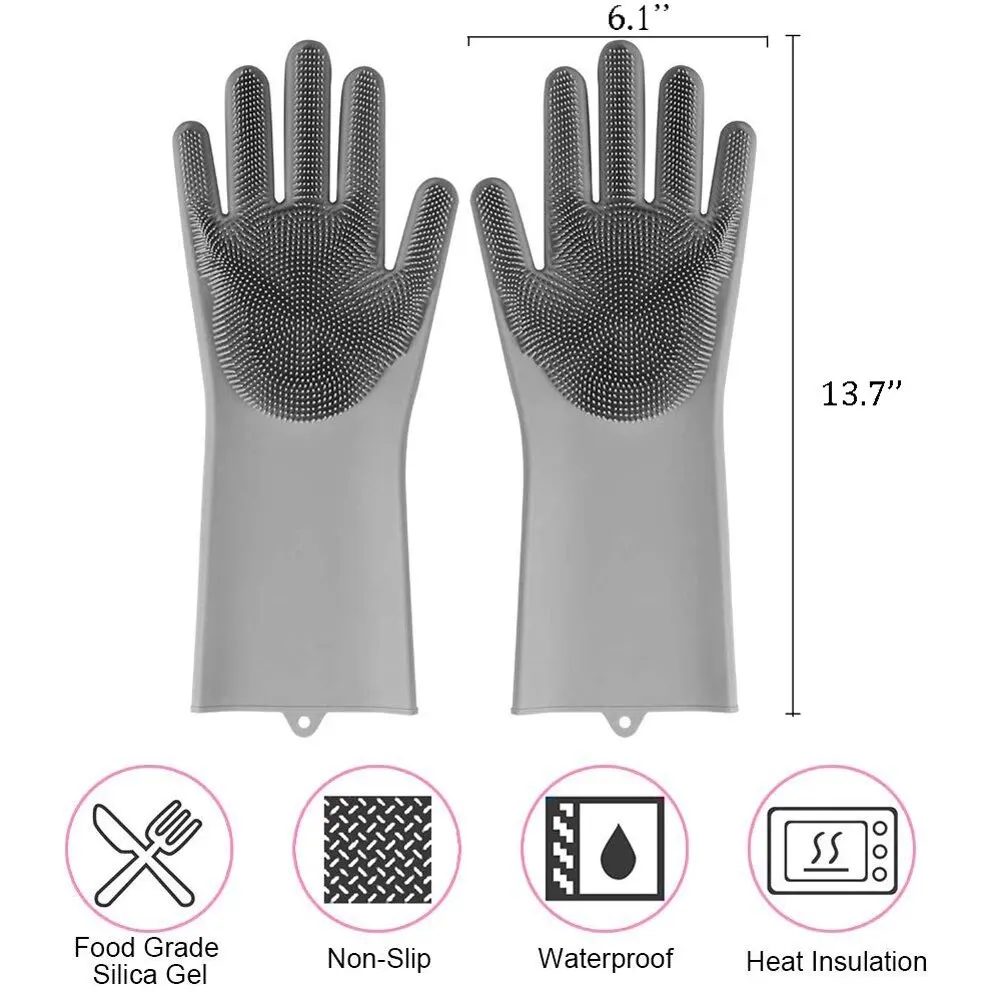 Guantes de limpieza para lavavajillas, guantes mágicos de goma de silicona para lavar platos, esponja para el hogar, herramientas de limpieza de cocina