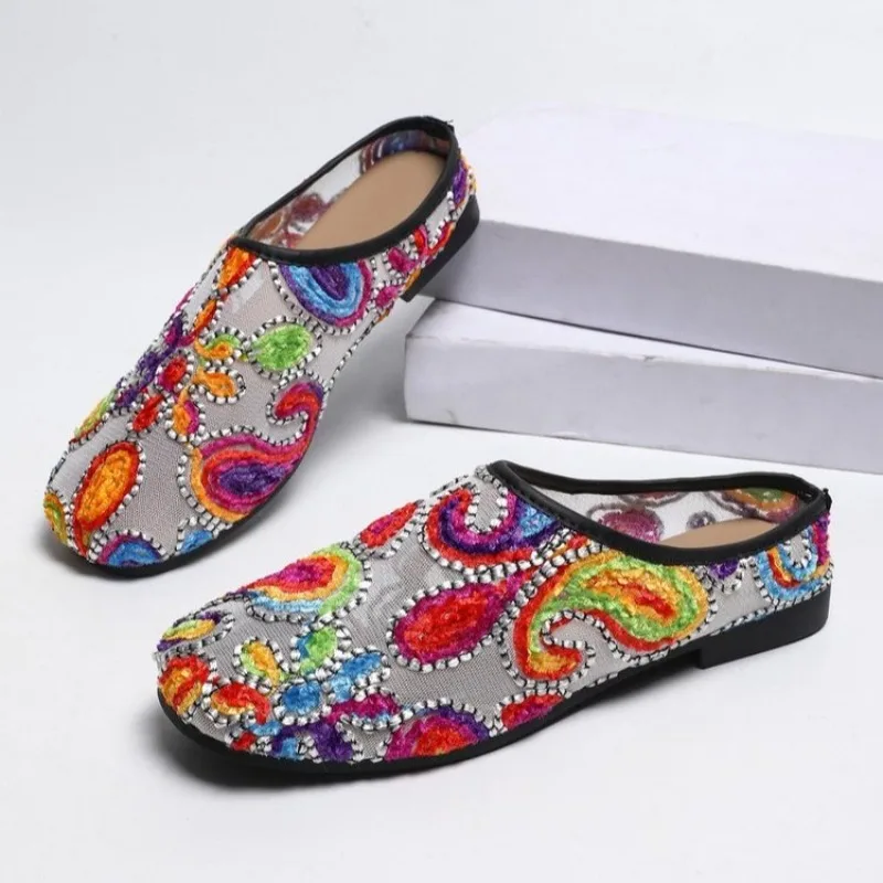 Retro Style Ethnic Embroidery Embroidered Slippers Summer Baotou Soft Sole Outside Fashion Women's Shoes view 4