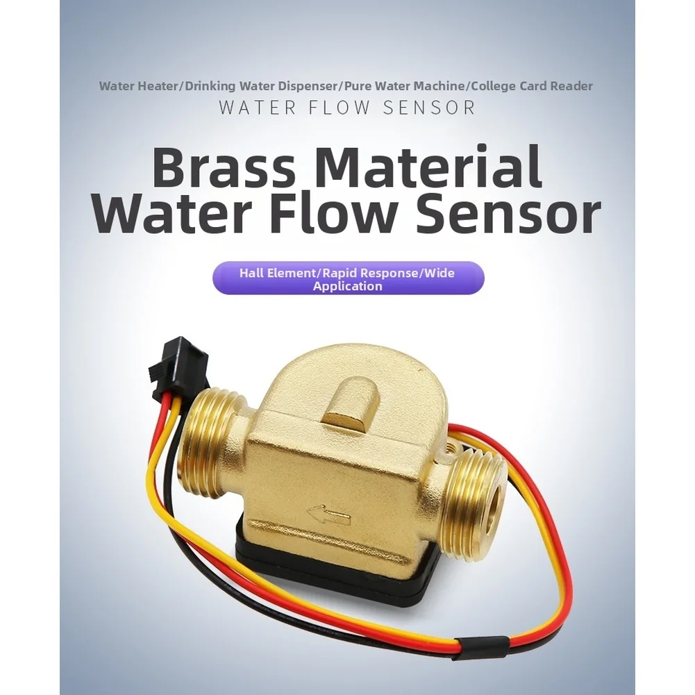 4 Inch For Water Flow Sensor Brass DN15 G1/2 Thread for For Water Heater Compatible with Drinking Machine Purification
