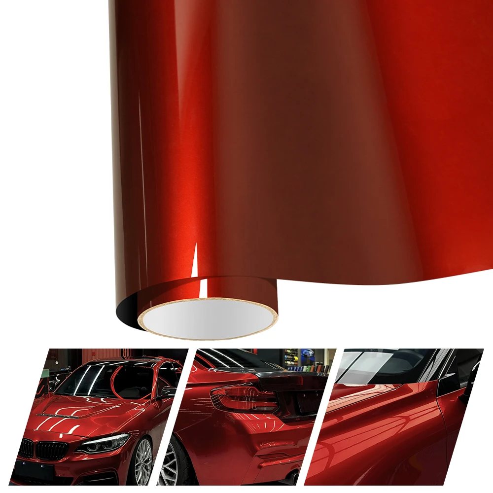 Premium Liquid Metal Volcano Red (McLarenn) Vinyl Wrap Film Self Adhesive Automotive Decal Car Wrapping DIY Air-Release Films