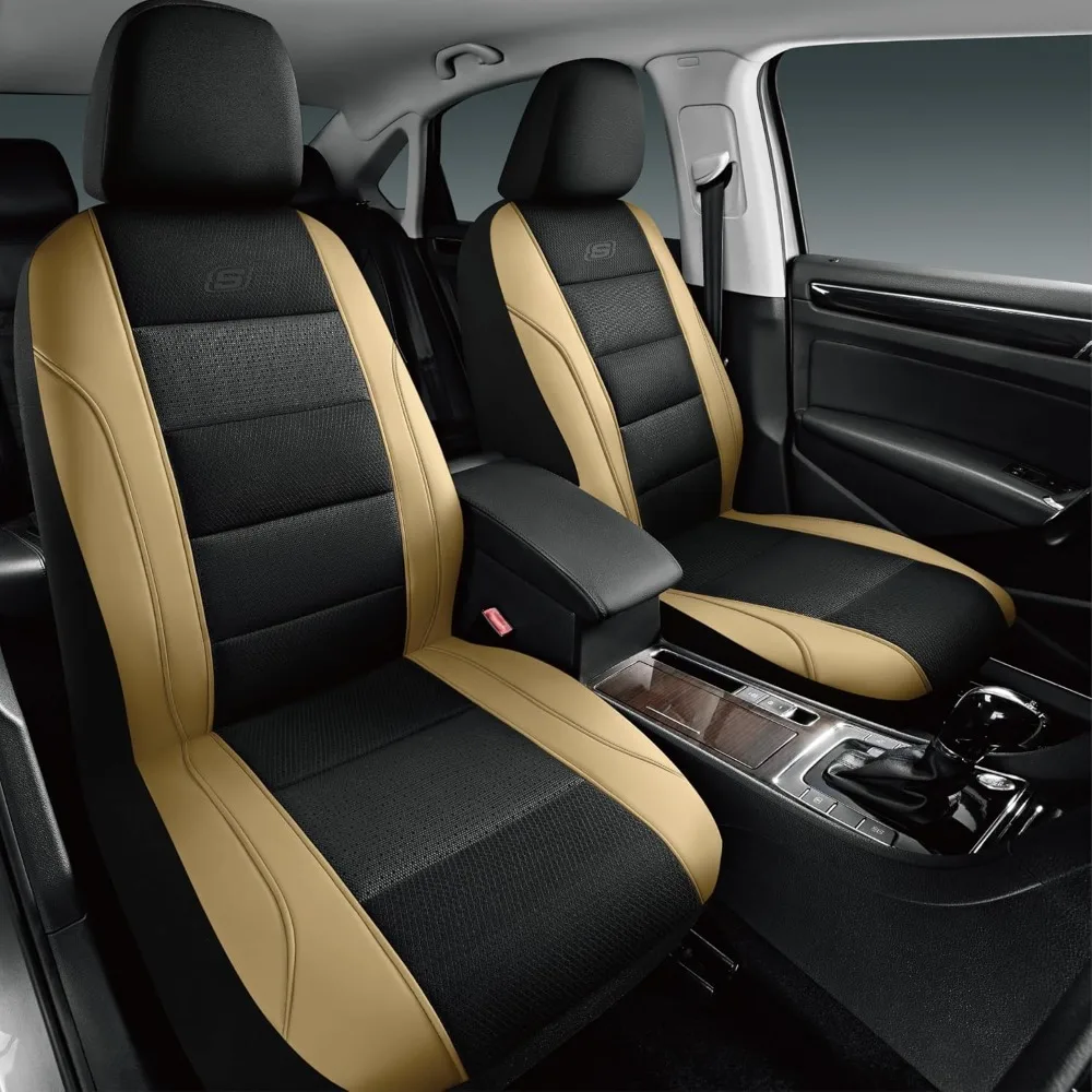 

Aircooled & Memory Foam Car Seat Covers,Premium Leather with EVA Mesh Seat Covers, Front car seat Protector, Airbag Compatible,