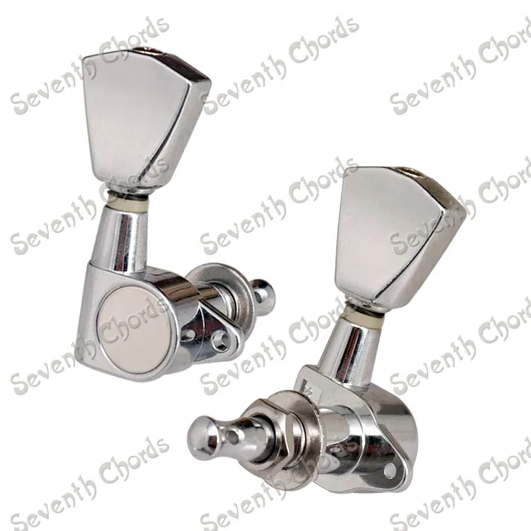 A Set Chrome Sealed Gear String Tuning Pegs Machine Heads Tuners for Guitar With Trapezoid Buttons