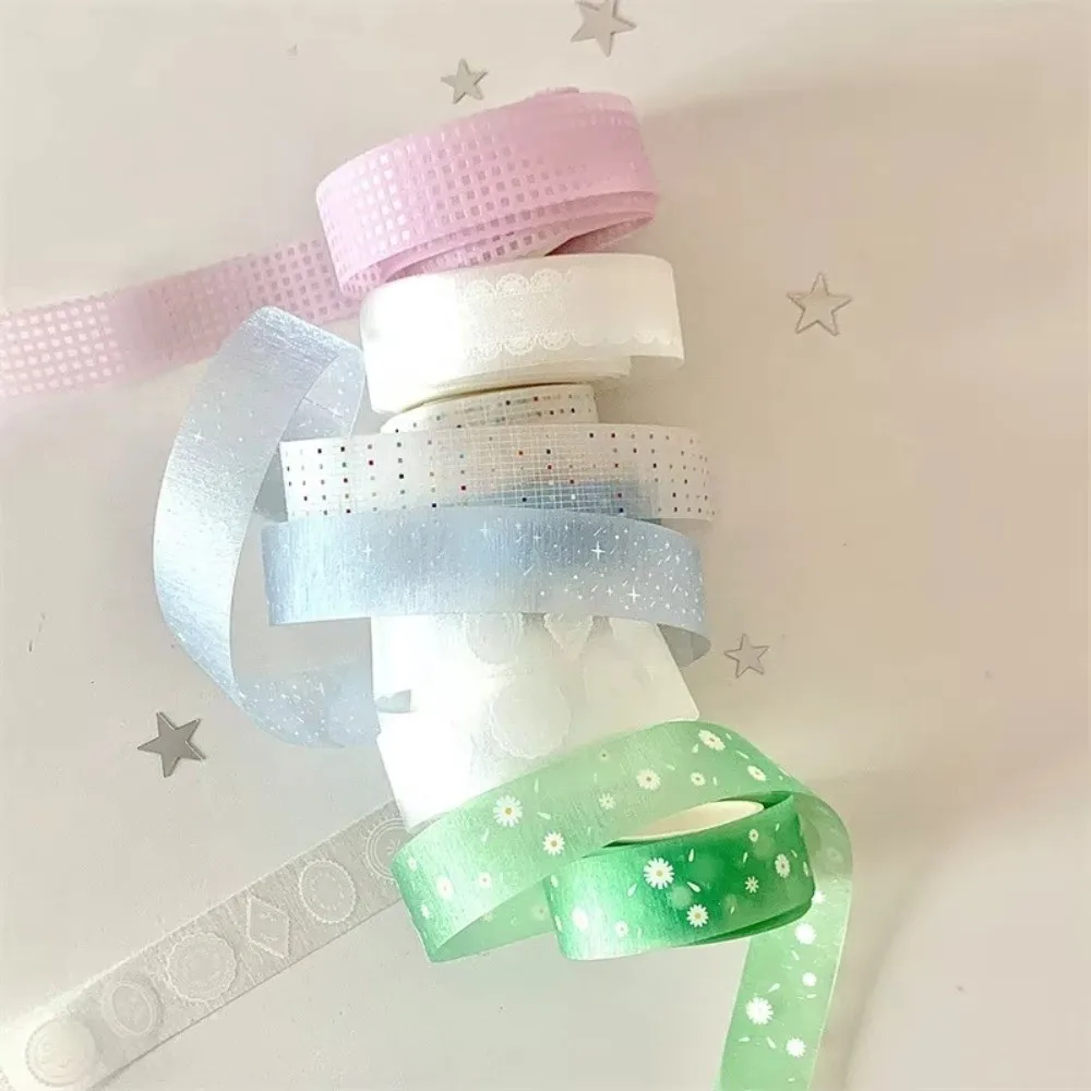 Brilliant Exquisite Washi Tape Flower Pattern Star Galaxy Masking Tape Sand Sparkle Brush Salt Style Packaging Tape