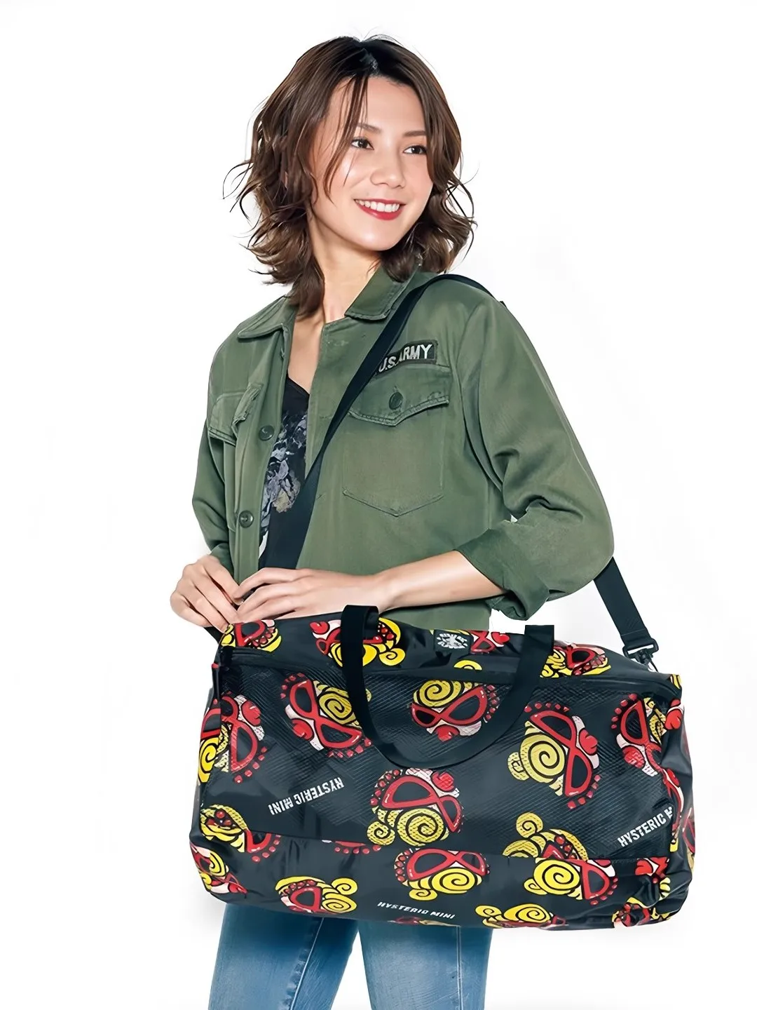 Waterproof Travel Bag Fitness Bag Single Shoulder Slant Cross Cylinder Bag Insertable Luggage Black Pattern Leisure Simple Style