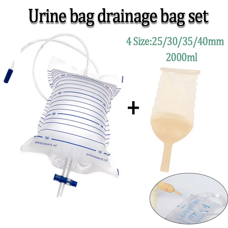 1set 1000/2000ML Urine Bag Urinal Receiver Drainage Catheter Bag Thickened Extracorporeal Drainage Bag