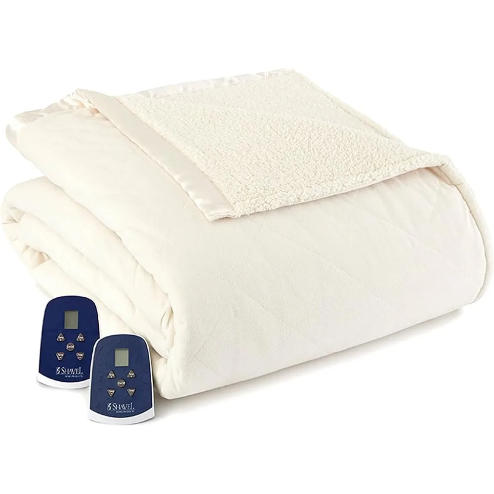 

Micro Flannel Queen-Size Heated Electric Blanket with Sherpa, Machine Wash & Dry, Timer & Safety Shutoff, 90Lx84W