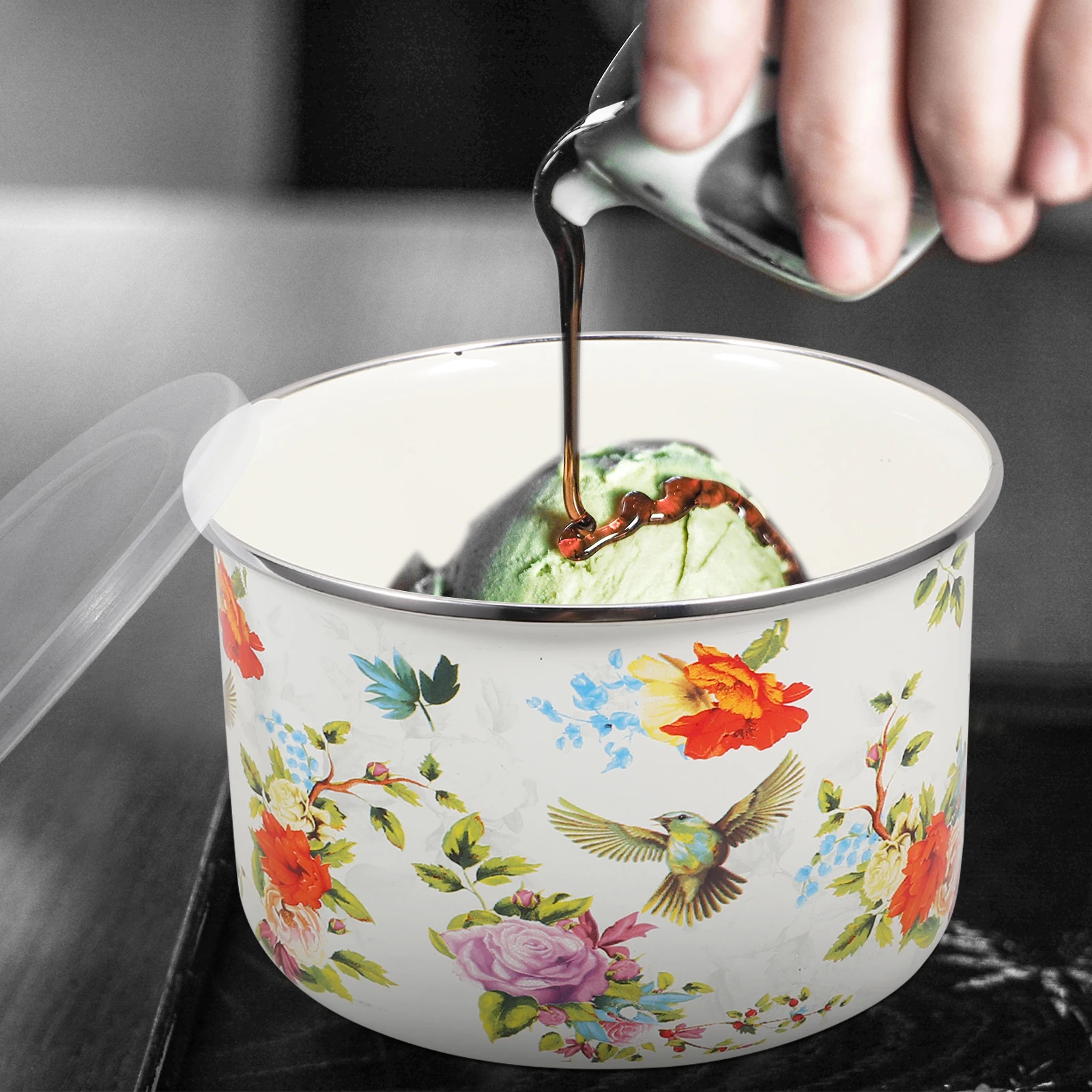 

5 Pcs Enamel Soup Noodle Mixing Bowls Food Containers Salad Vintage Food Containers Kitchen Supplies Storage Bowls