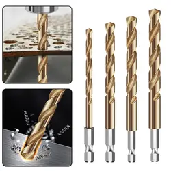 HSS High Speed Steel Twist Drill Bit 1/4 Hex Shank Replacement Hexagonal Handle Steel Titanium Coated Power Tool 1.5mm-10.0mm