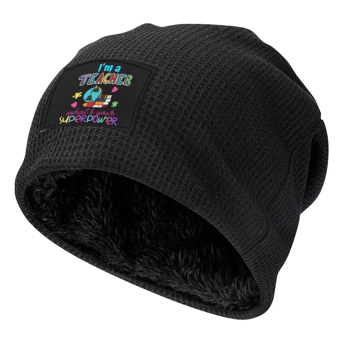 I'm A Teacher What_s Your Superpower Beanies Caps Fleece-Lined Bonnet Hat Warm Hip Hop Autumn Winter Outdoor Skullies Hats