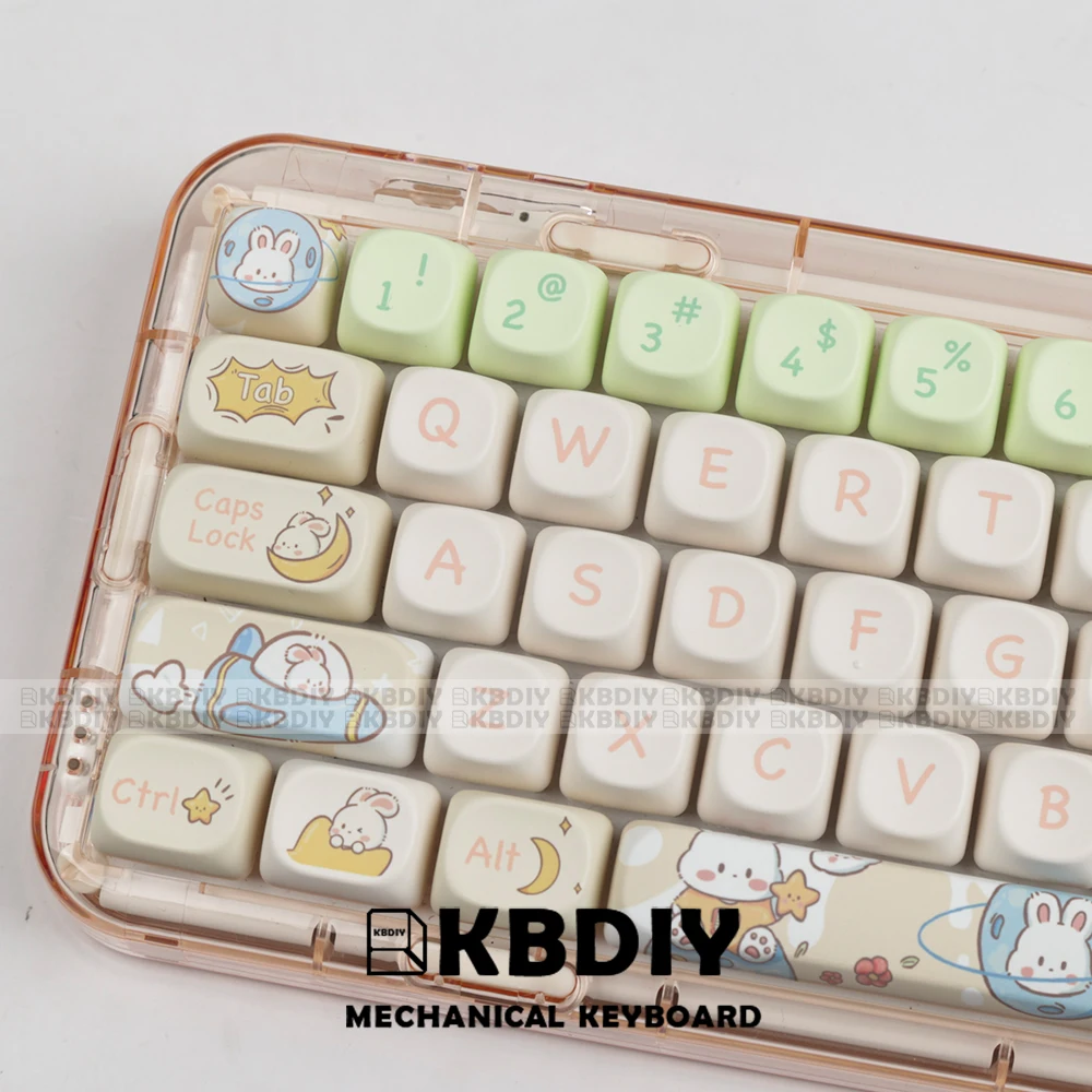 KBDiy MOA Profile PBT Keycap Anime Cute Rabbit Theme 143Key/Set MAC Keycaps Custom for Mechanical Keyboard Gaming Accessories