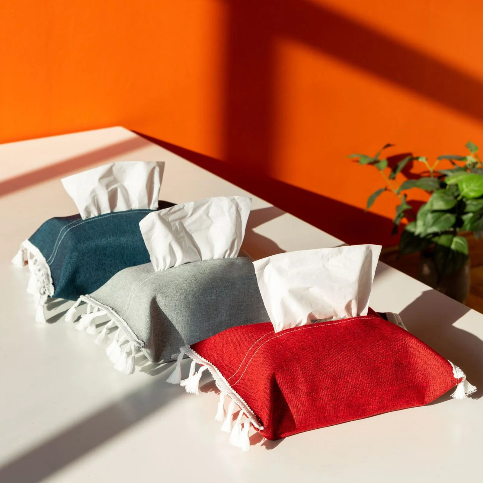 

2Pcs Cotton Linen Tissue Box Cover Portable Tissue Bag Holder Napkin Case for Car Home Office Storage Paper Holder