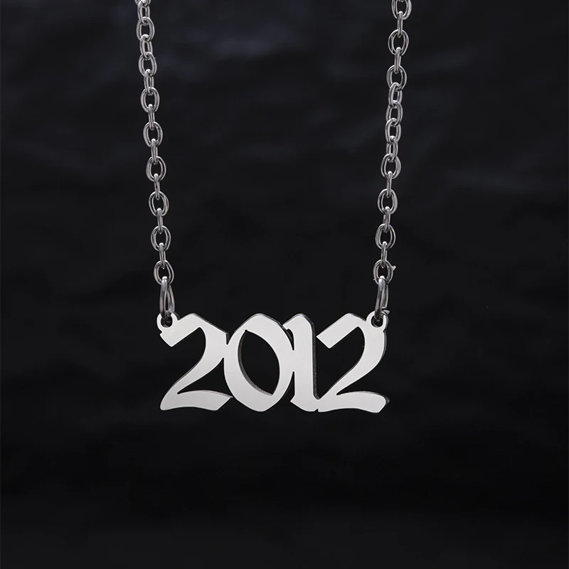 Fashion Year Of Birth 2012-2020 Necklace Stainless Steel Number Pendant Necklaces For Girls Boys Children Jewelry
