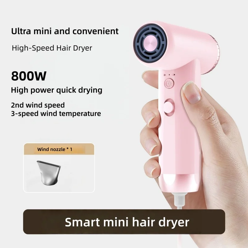 寮、屋外旅行用のミニ高速ヘアドライヤー、ポータブルマイナスイオンブレードレス電気静電音波ドライブロードライヤー