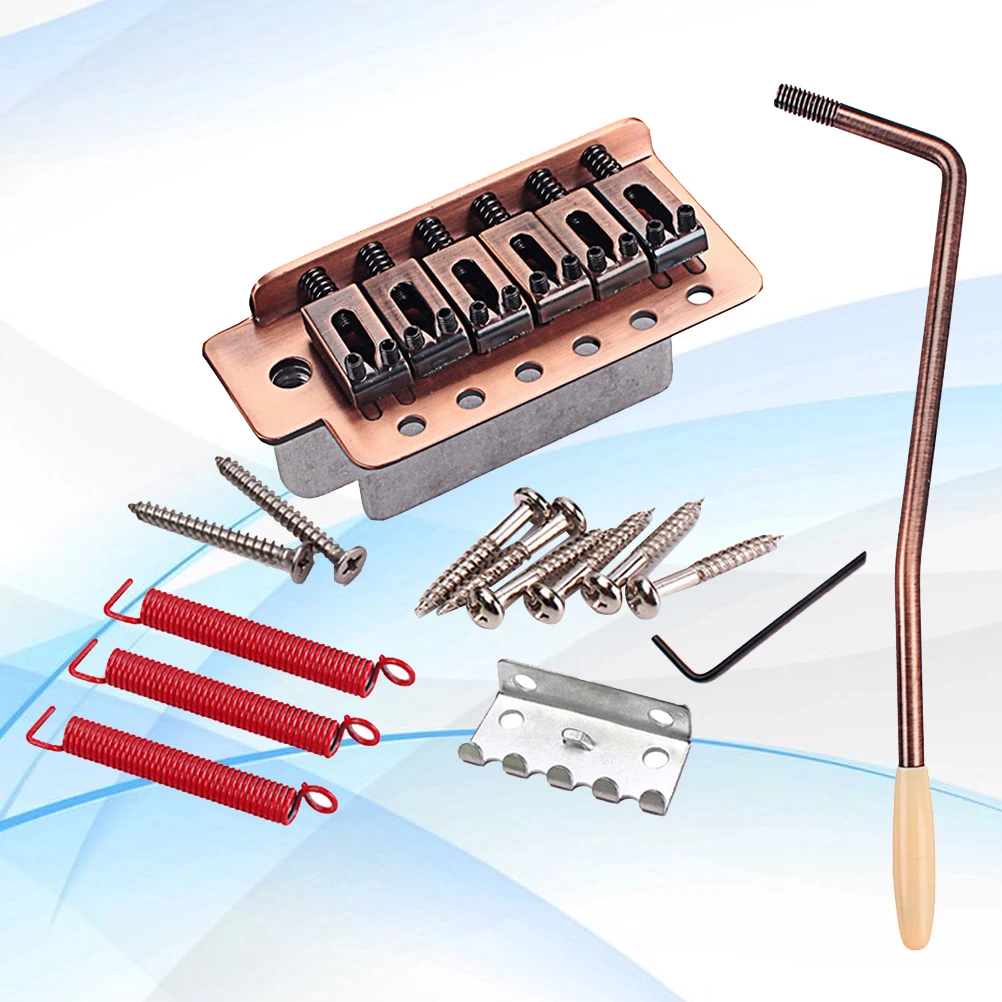 

1 Set 6 String Flat Saddle Single Tremolo System Replacement For Fd St Electric Guitar High Gloss Alloy Die-Cast Hardtail