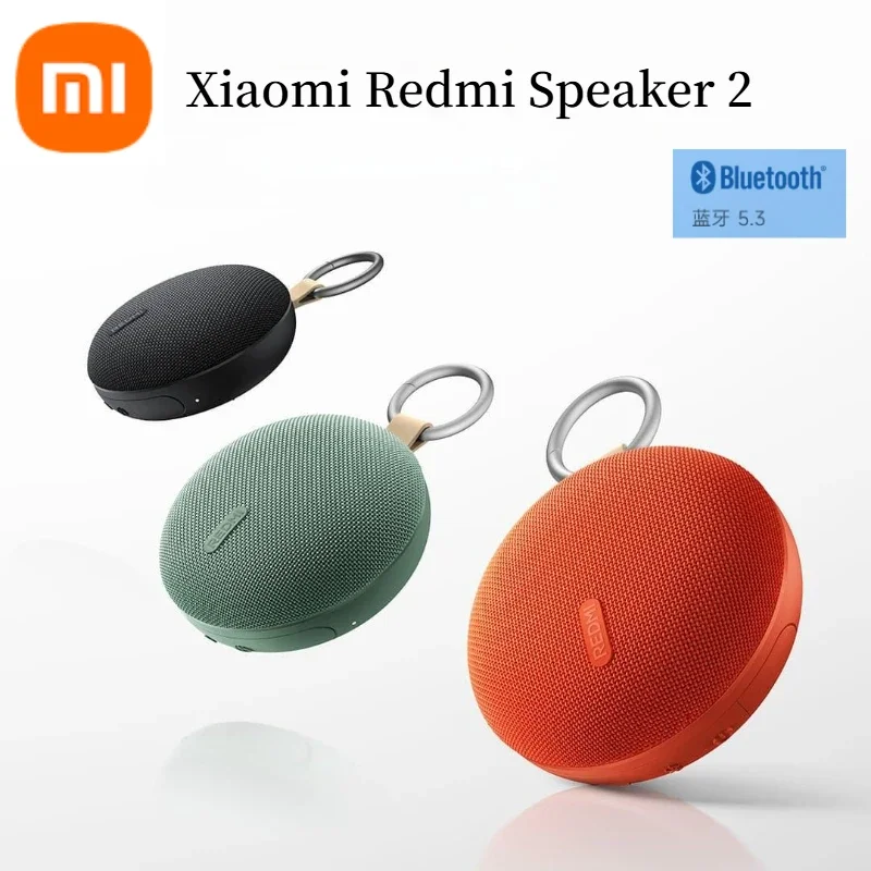 Original Xiaomi Redmi Speaker 2 Bluetooth 5.3 Portable Outdoor Xiaomi Speaker 1.5 inch with Removable Metal Buckle Card playable
