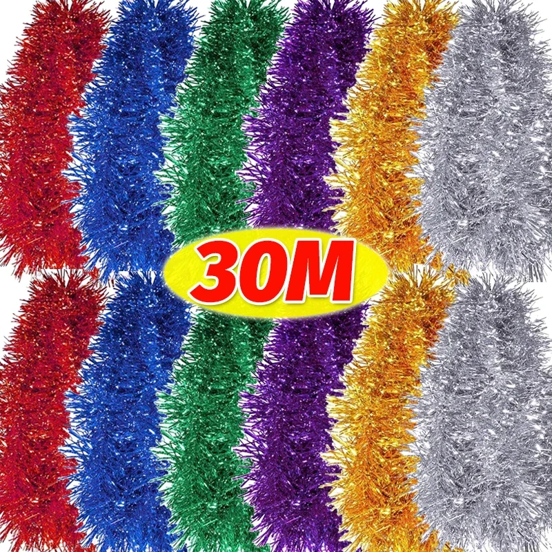 Colorful Christmas Ribbon Garland Xmas Tree Wrapping Tinsel Ribbons DIY Bar Wedding New Year Party Home Ribbon Decoration Supply