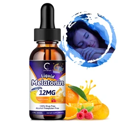 12mg Melatonin Drops Support Stay Asleep Longer - Vegan - Gluten-Free - Improve Sleep, All-Night Sleep Support Stress Relief