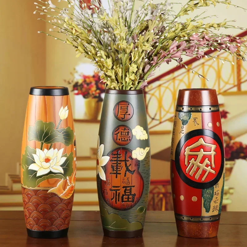 Chinese style creative living room with flower vases and home decorations for putting wine cabinets on display