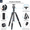 RT55C 전문가용 탄소 섬유 삼각대, 볼 헤드가 있는 비디오 여행 휴대용 모노포드, DSLR 카메라용, 최대 높이 161cm, 10 레이어 4