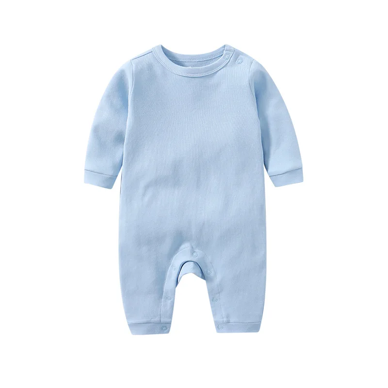 

Baby Clothing Jumpsuits 0 To 6 Months Cotton Long Sleeves Solid Color Footless Button-up Onesies Newborn Boy Girl Outfits