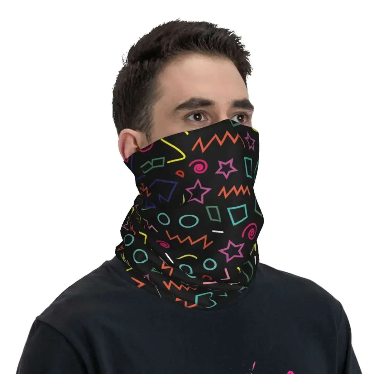 80s Party Bandana Neck Cover Printed Face Scarf Multi-use FaceMask Outdoor Sports Unisex Adult Washable