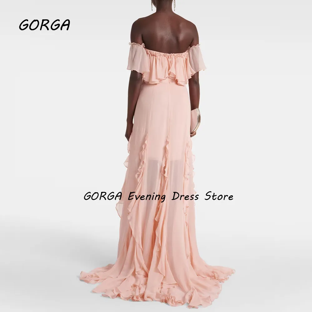 GORGA Simple Sweetheart Chiffon Mermaid 2024 Slim Off The Shoulder Ocassion Gown Floor-Length Evening Dressفستان سهرة نسائي