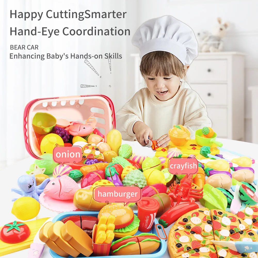 Children's supermarket shopping cart baby trolley toy fruit cut happy home simulation kitchen boy girl birthday gift