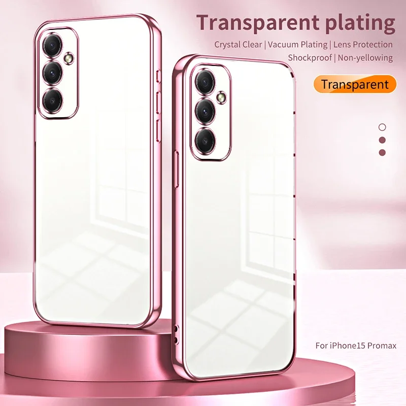 Luksusowe przezroczyste etui z powłoką ochronną na Samsung Galaxy S26 Ultra S25 FE S24 Plus S23 FE A55 A34 A35 A54 A53 A15 A05S Miękka tylna obudowa — zdjęcie 7