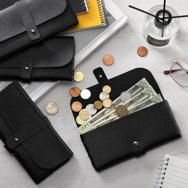 Top-20 Pack Money Bags Waterproof PU Leather Bag Small Cash Safe Pocket With Button Wallet Pocket For Cash, Banknotes, Coins