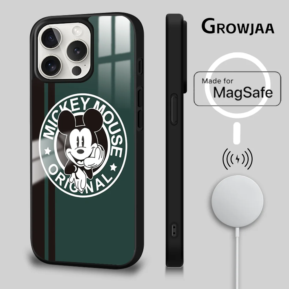 M-Mickey Minnie Mous Phone Case For iPhone 16 15 14 13 12 11 Pro Max Plus Mini Magsafe Mirror Wireless Magnetic Cover