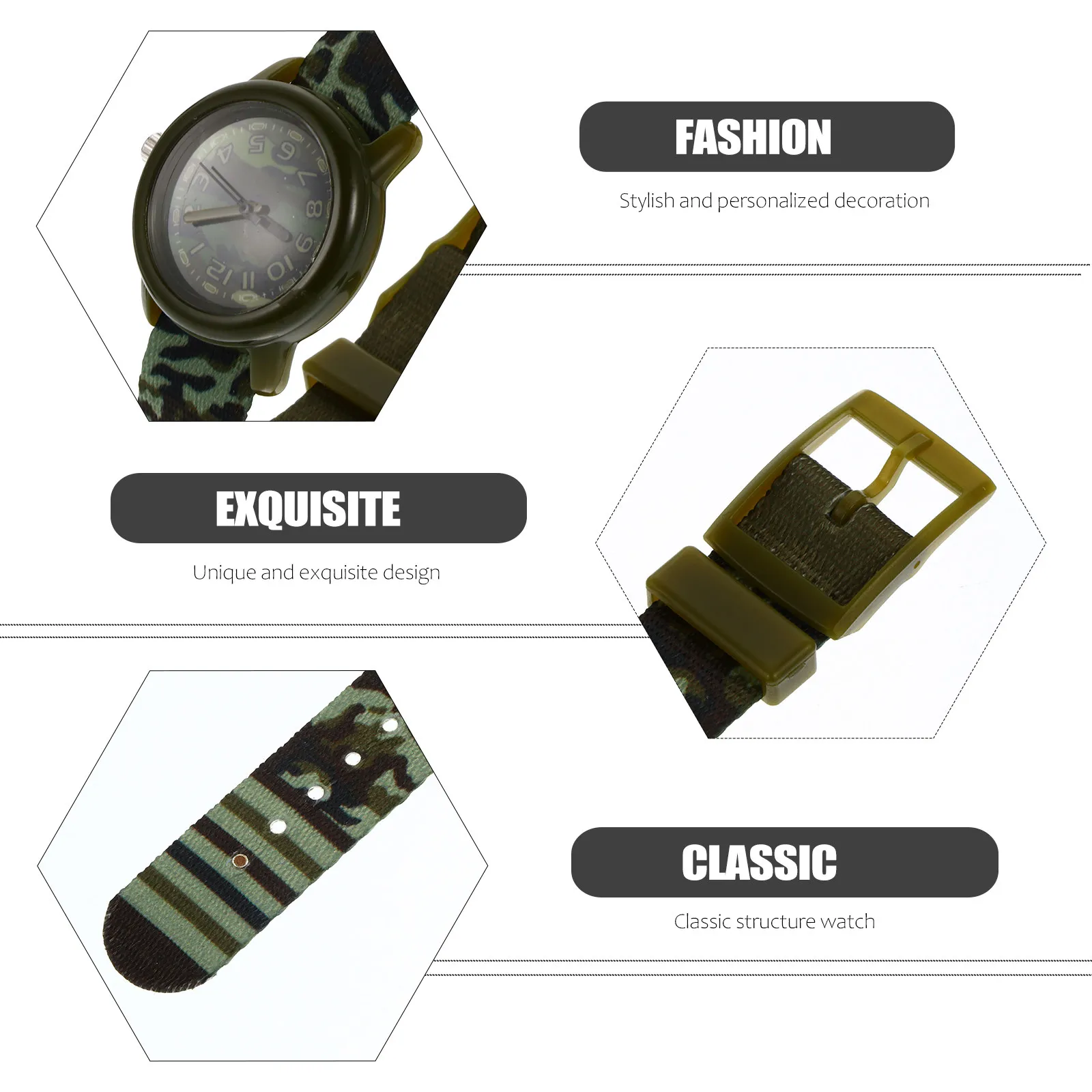 1Pcs Watch Waterproof Camouflage Style Comfortable Quartz Wristwatch Creative Cartoon Design Watch for Daily