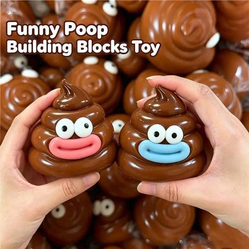 Funny Prank Poop Squishy Blind Box Building Block Fill Crispy ASMR Crunch Squeeze Toy Adult Stress Relief Novelty Relax Gift