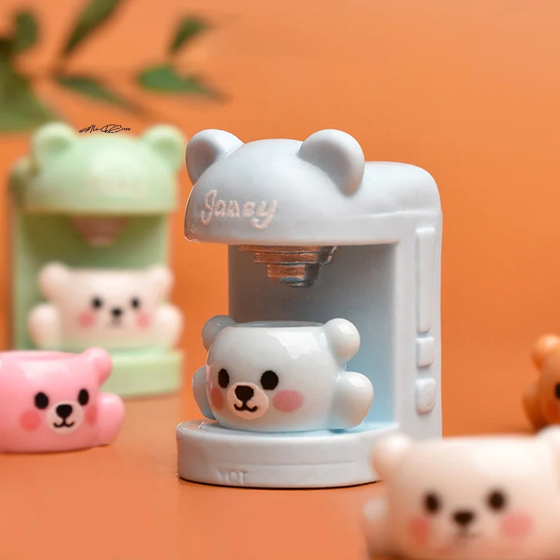 4Set Little Bear Dollhouse Miniature Coffee Machine & Cup Set Home Appliances Decor Toy for Doll House Accessories