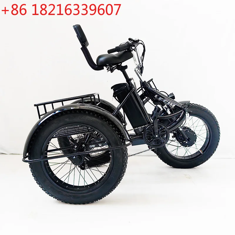 YAO 20-inch folding fat tire electric tricycle, pedal tricycle snow lithium battery