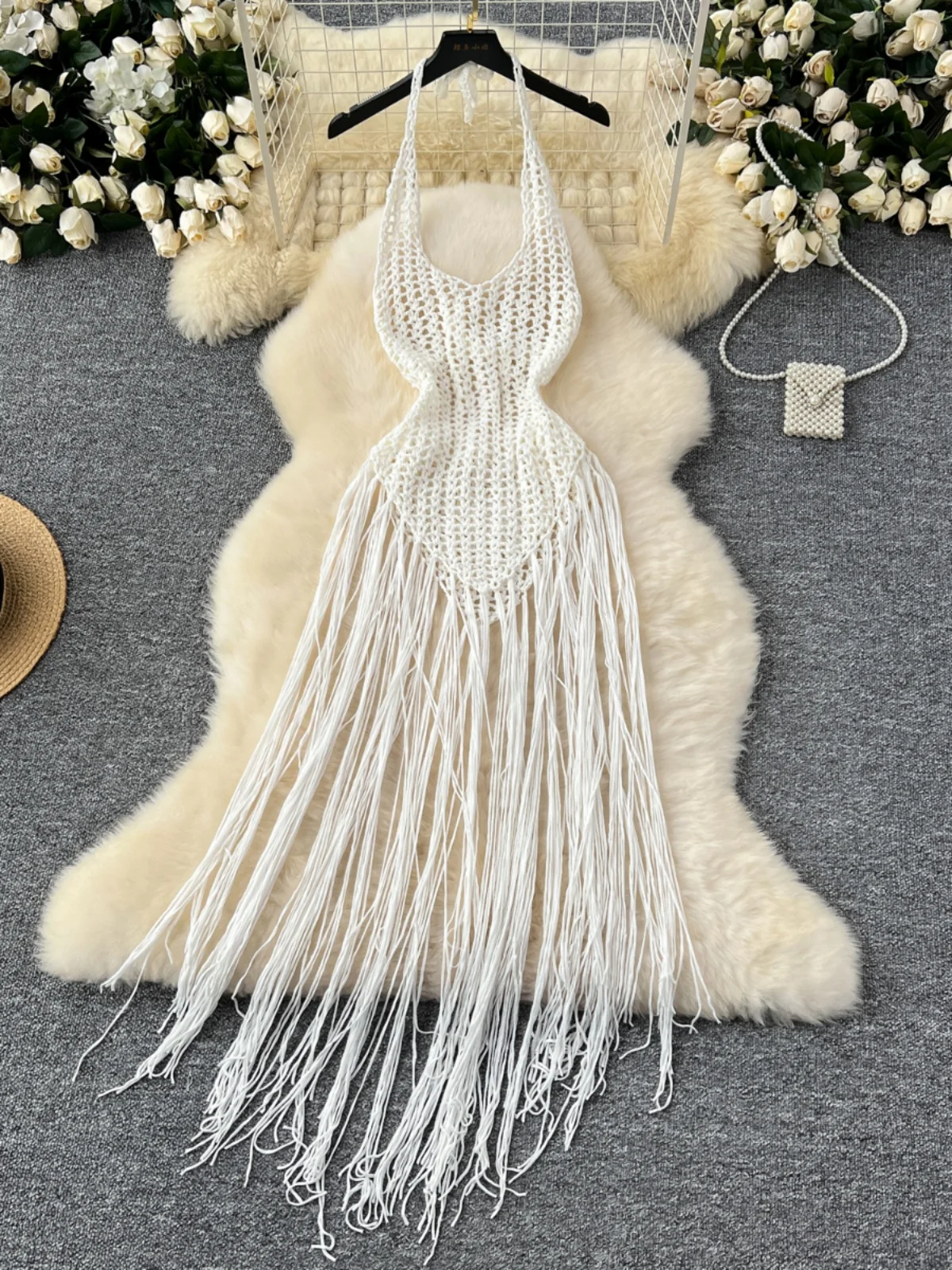Vestido Sexy con cuello calado y ribete de punto para mujer, Top versátil adeazante para chica, Top de vacaciones, falda ac...