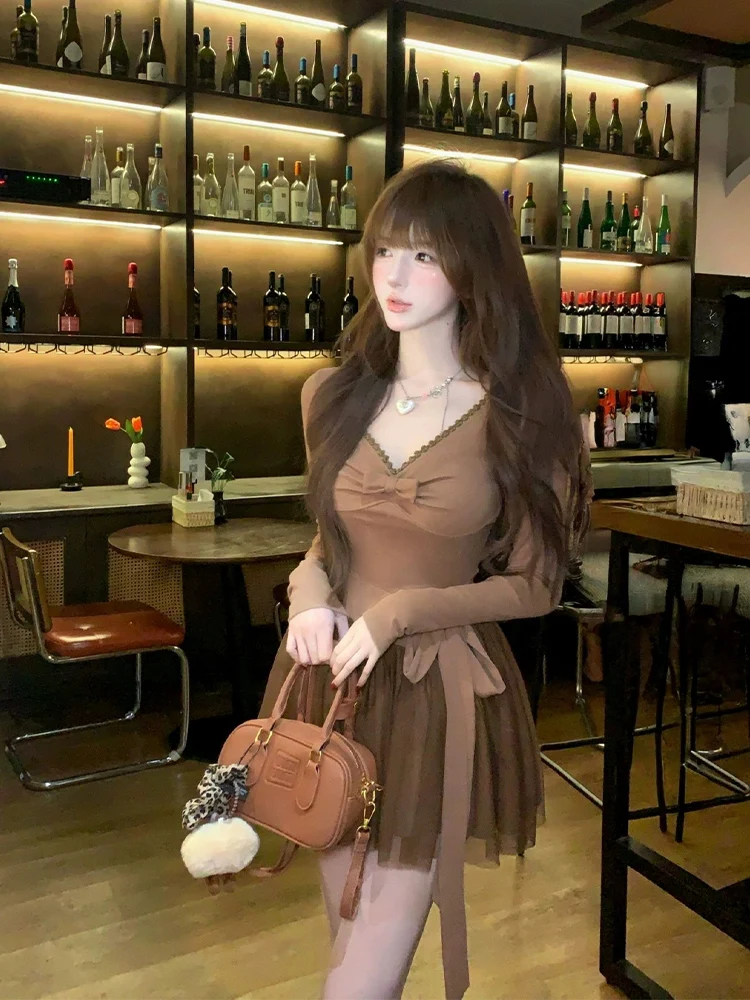 

XZY Женская юбка размера плюс с нежной кружевной отделкой V-Ne Knot Dr Winter Me, мягкая юбка трапециевидной формы с высокой талией