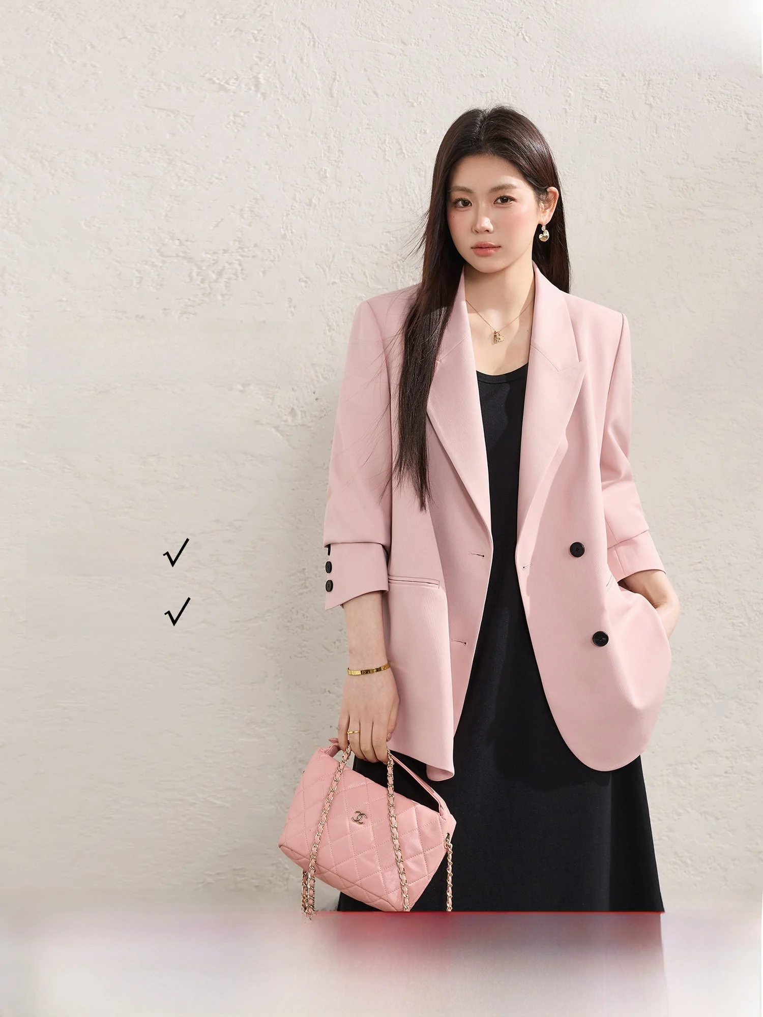 Pink Double-Breaste…