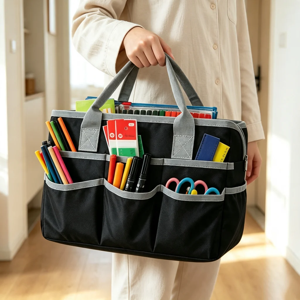 Portable Handheld Oxford Fabric Storage Tote Bag Multi Pocket Organizer Tool Sundries Storage Bag For Stationery Craft