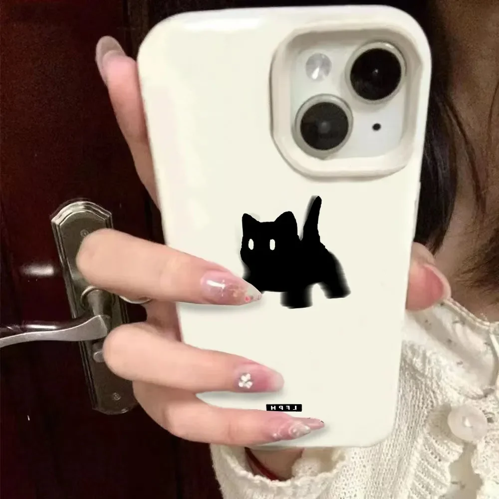 SEIRASSIM black cat phone case for iphone 15 pro max 14 plus 13 11 12 silicone back cover for iphone xr xs x 7 8p se 2020 bumper