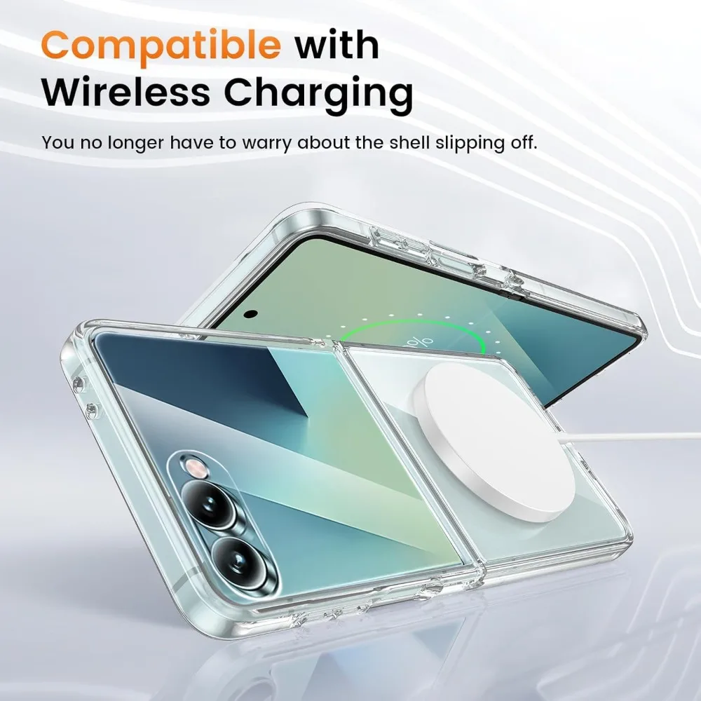 For Samsung Galaxy Z Flip 7 5G Clear Magnetic Case Flip7 Transparent Outer Screen Protective Wireless Charging Cover For Magsafe