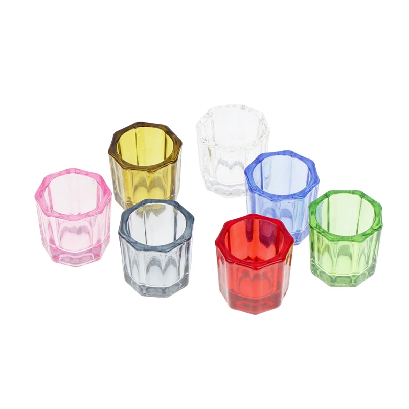 1pcs Dental Glass Mixing Bowl Octagonal Mixing Cup For Dental Powder Manicure Liquid Stirring Container Mixing Cup Tools