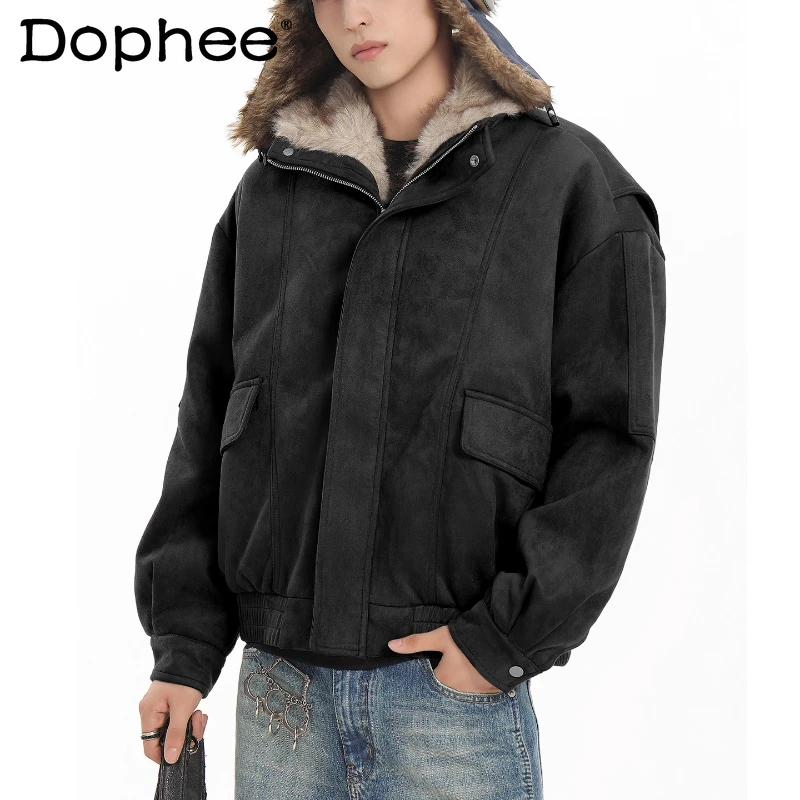 

Men's 2025 Winter New High-End Stylish Jackets American Style Handsome Warm Solid Color Long Sleeve Parkas Loose Comfort Parkas