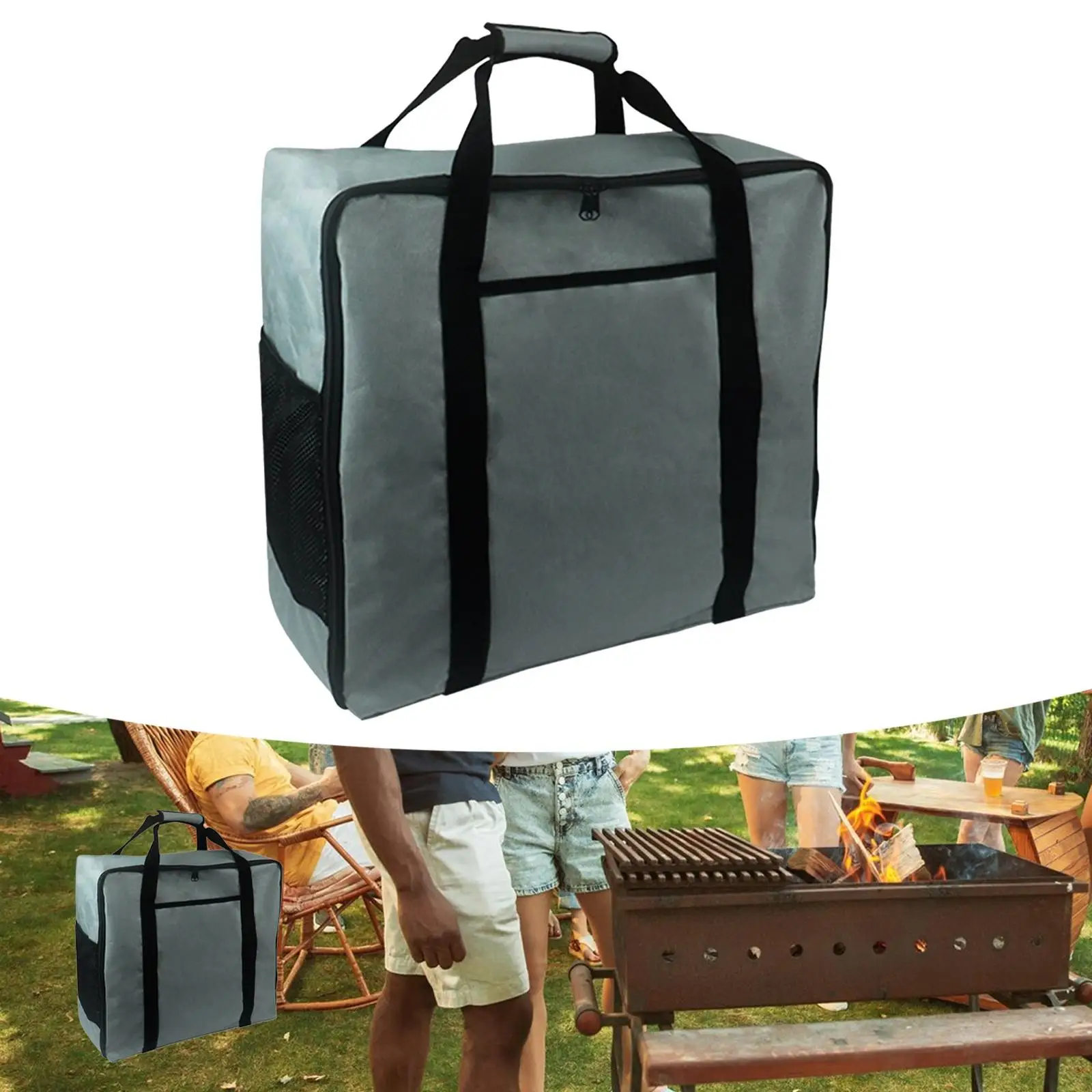 

Сумка для хранения гриля для барбекю с ручкой, контейнер для гриля, сумка для хранения аксессуаров для барбекю, пешего туризма, приготовления пищи на открытом воздухе, пикника, путешествий