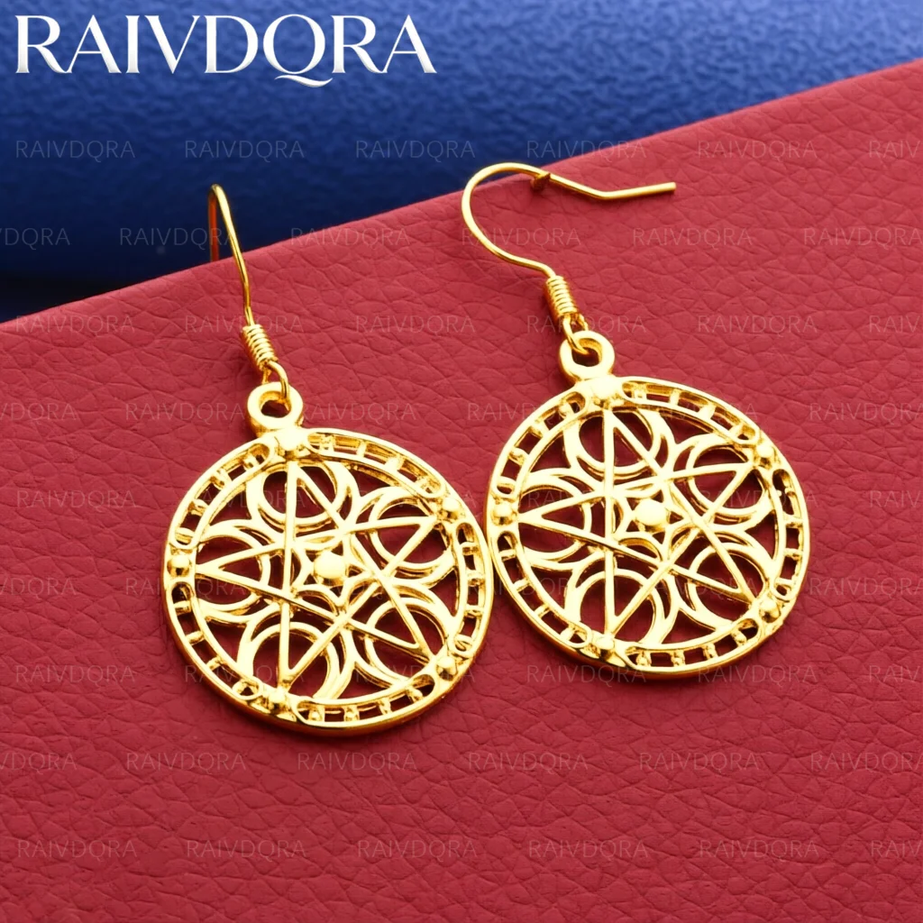 18K Gold Plated Star Compass Drop Earrings For Women Jewelry Elegant Fashion Engagement Wedding Accessories