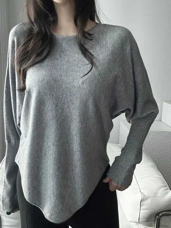 ay Batwing Sve oulder Bared Loose Knitwear Women's Autumn Winter Sle Casual Loose Design Unique Korean Faion Sweater