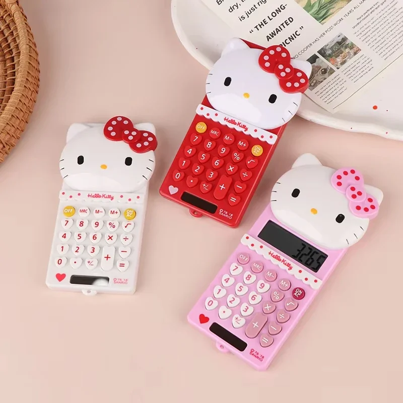 Hello Kitty Calculator Cute Push Back Design Portable Office Supplies Electronic Math Device Student Stationery Girl Gifts image 4
