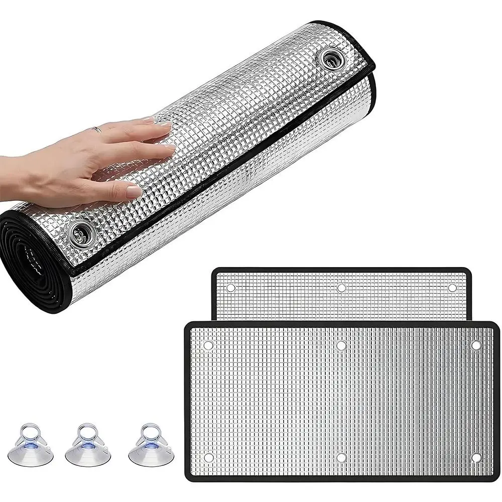 Aluminum Foil Window Insulation Film Anti-UV Removable Window Sun Shade Film with Suction Cup Double Side Window Privacy Film