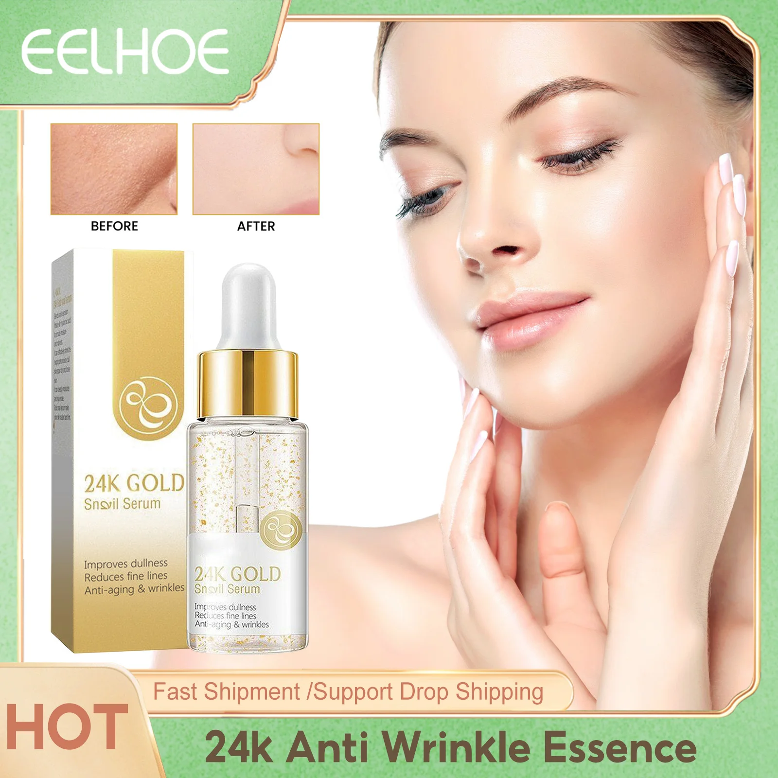 24k Gold Face Serum Advanced Wrinkles Removal Firming Essence Fade Fine Lines Tightening Moisturizing Brighten Repair Skin Care