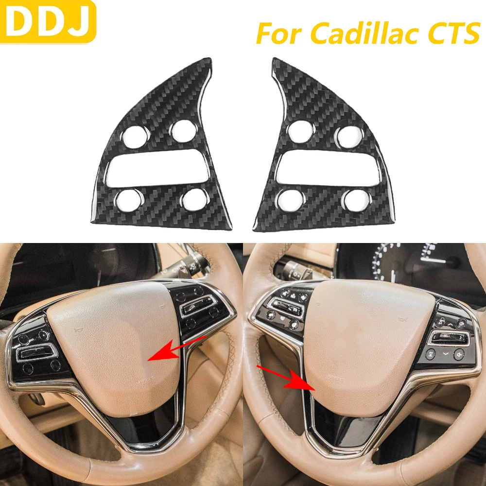 لكاديلاك CTS 2014-2019 ألياف الكربون عجلة القيادة لوح أزرار غطاء الزخرفية اكسسوارات السيارات الداخلية لاصقة تزيين